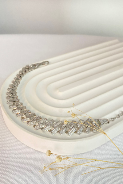 12 MM TAŞLI GÜMÜŞ GURMET GÜMÜŞ BİLEKLİK