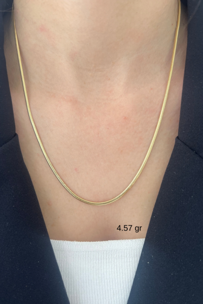 Balıksırtı İtalyan Ezme Altın Kolye