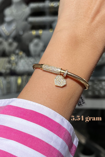 Charmlı Esnek Altın Bileklik Modeli