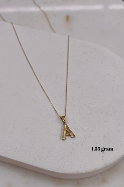 Kalemli A Harfi Altın Kolye Modeli