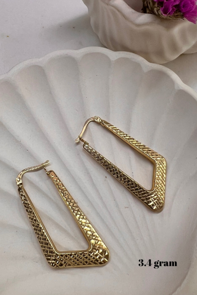 Kalemli Büyük Boy Altın Küpe