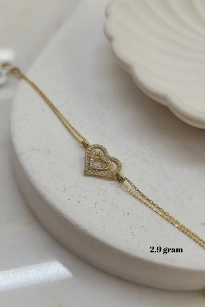 Kalp Model Altın Bileklik