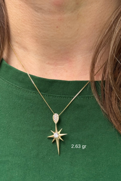 Kutup Yıldızı Moddeli Altın Kolye