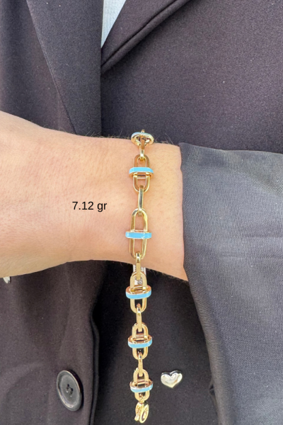 Mavi Mineli Altın Bileklik Modeli