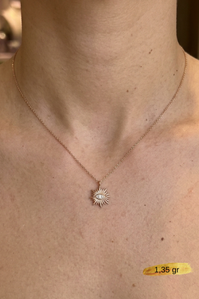 Minimal Güneş 14 Ayar Rose Altın Kolye