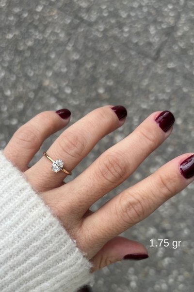 Oval Taşlı Tektaş Yüzük Modeli