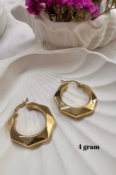 Piramit Halka Altın Küpe