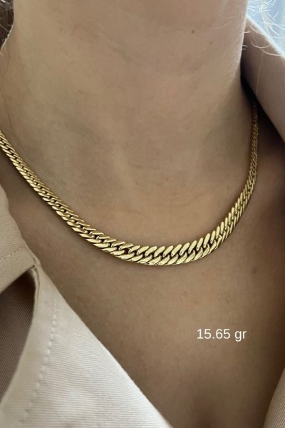 Süzme Model Gurmet Altın Zincir Kolye 