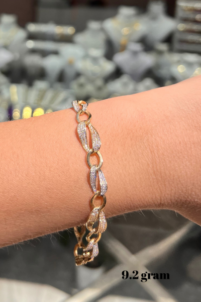 Taş ve Zincir Model Altın Bileklik