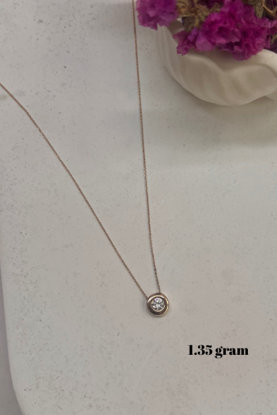 Tek Taş Model Rose Altın Kolye