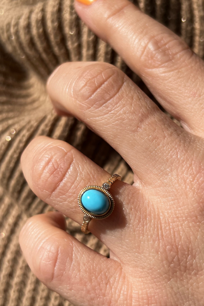 Turkuaz Taşlı Altın Yüzük Modeli